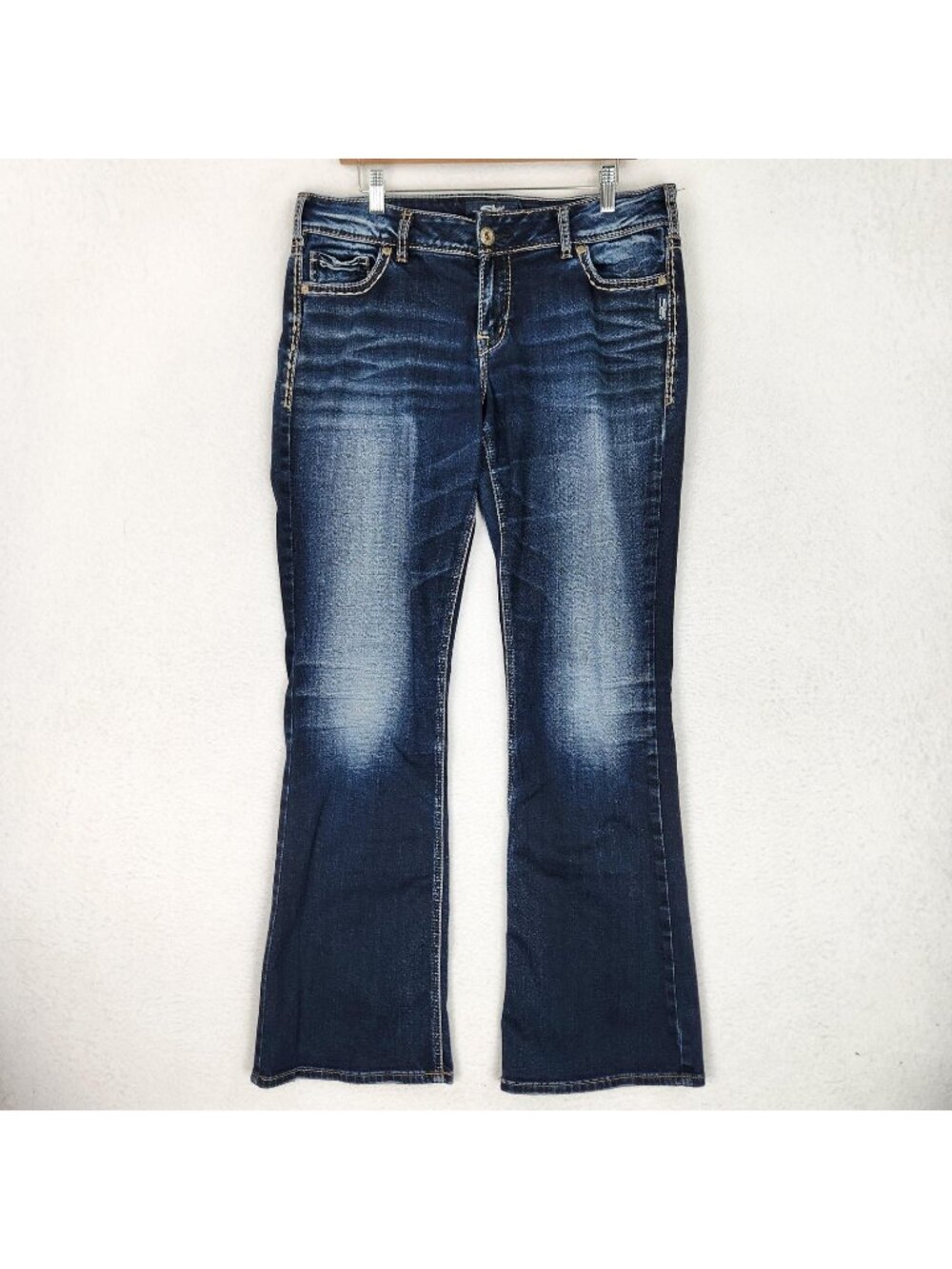 Silver Jeans Womens 33L Blue Suki Mid Rise Fluid Bootcut Dark Wash Stretch Denim